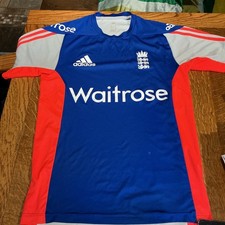 Mens England Waitrose Adidas 2014 Blue Cricket Shirt Size 34/38  