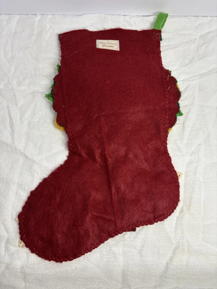 Meia de Natal de feltro Bucilla acabada feita à mão 18" perdiz em uma pereira - Imagem 3 de 4