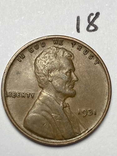 1931 (P) LINCOLN WHEAT CENT, "ALMOST UNCIRCULATED" condition, #18