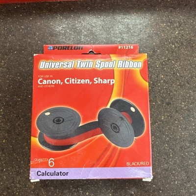 Porelon 11216 Universal Twin Spool 6pk Calculator Ribbon Canon Citizen Sharp NEW
