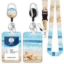 ID Badge Holder with Lanyard,Retractable Reel Swivel Belt Beach