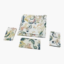 HTF Pottery Barn Claudia Duvet Cover Ivory Water Color Queen 2 Std Shams 1 Euro