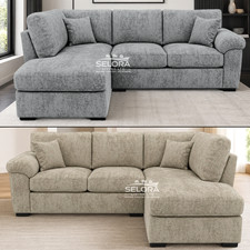Amalfi Corner Sofa Grey Beige Alaska Fabric Left Right Hand L Shape Full Back