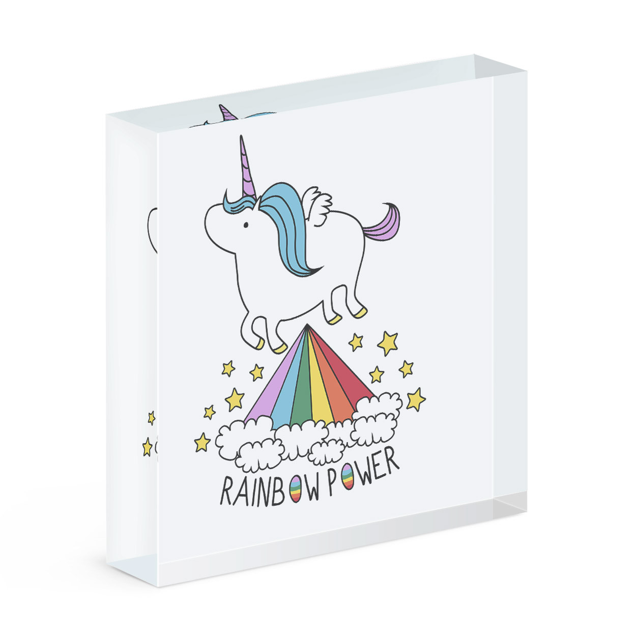 Unicorn Rainbow Power Acrylic Photo Block Frame Funny