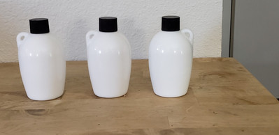 Mini White Milk Glass Jugs Set Of 3 Ea.