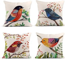 Set of 4 Linen Throw Pillow Covers 18X18 Inches Home Decorative Cushion Colorful