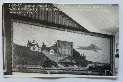 Mitchell Corn Palace SD RPPC Real Photo Postcard Grain Art Mural South Dakota
