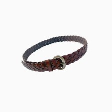Vtg Braided Brown Leather Belt S/M P/M Preppy Western Boho Coastal Cowgirl 90s