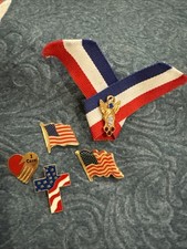 God and Country Patriotic Cross American Flag pin gold plate made in the USA Lot