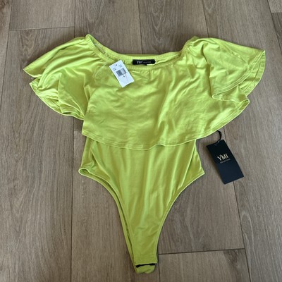 YMI Junior s One Piece Ruffle Top Snap Thong Lime Green Size Small New