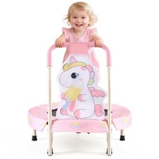 27" Unicorn Mini Trampoline for Toddlers, Small Trampoline with Safety Handle...