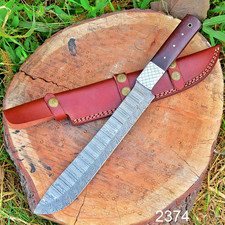 HAND MADE FORGED DAMASCUS STEEL BUTCHER/BRISKET CHEF KNIFE WOOD HANDLE 2374