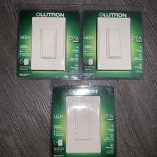 LOT OF 3 Lutron DVWCL-153PH-LA 150W Dimmer Switch with Wallplate - Light Almond