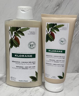 Klorane Repairing Shampoo 13.5 oz & Conditioner 6.7 oz Organic Cupuacu