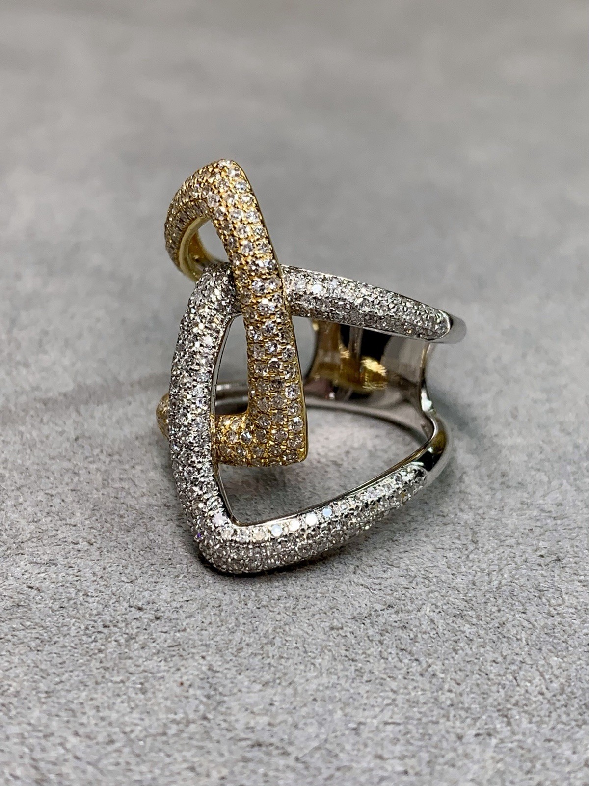 Effy 14K Two Tone Large Interlocking Diamond Ring… - image 5