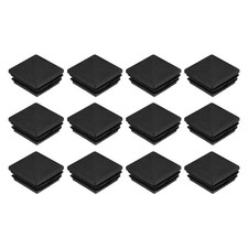 12Pcs Square Plastic Plugs 40 x 40mm PE Pipe Tubing End Caps for Tube Black