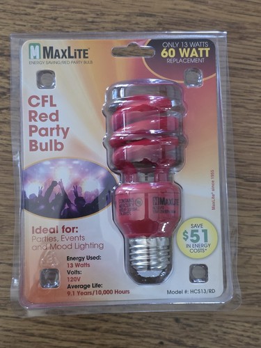 Green & Red CFL party bulbs MultiLite Lighting 13w=60w 120v Colored bulbs - Picture 3 of 5