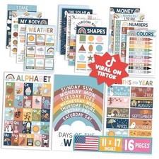 16 Educational Posters for Toddlers 1-3 - Learning Poster for Boho Classic