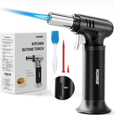 Butane Torch with Fuel Gauge T907, One-Hand Operation Culinary Blow Torch Lighte