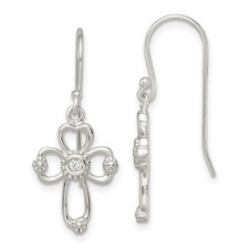 Sterling Silver Cross Pendant Earrings for Men and Women Beaded Dangle Jewelry