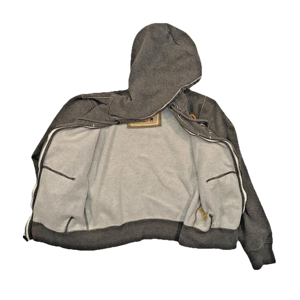 Sudadera con Capucha Hollister Para Hombre M Gris Cremallera Completa Envejecida Academia Heritage Y2K HCO Foto 3 de 4