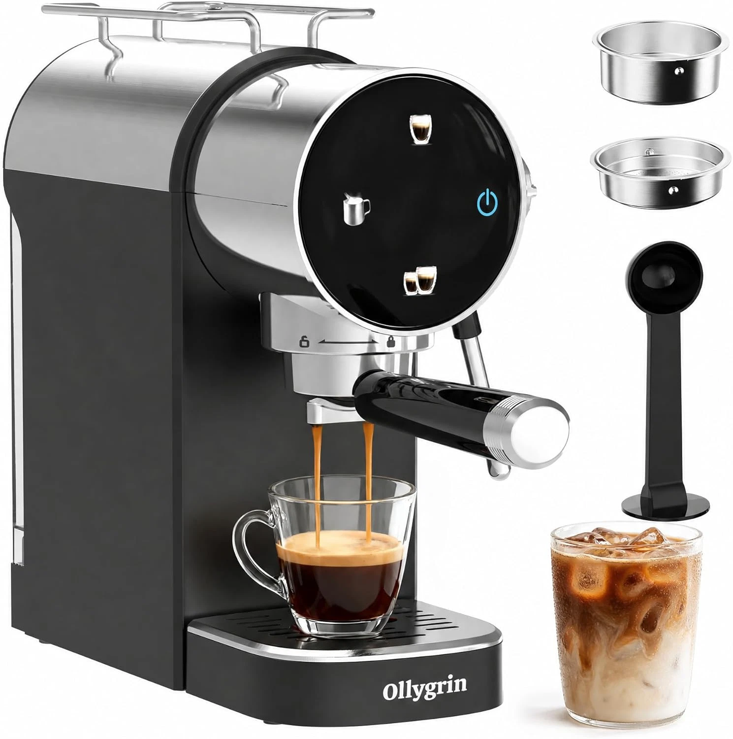 Ollygrin 20 Bar Espresso Coffee Machine, Semi-Automatic Espresso Machine with To