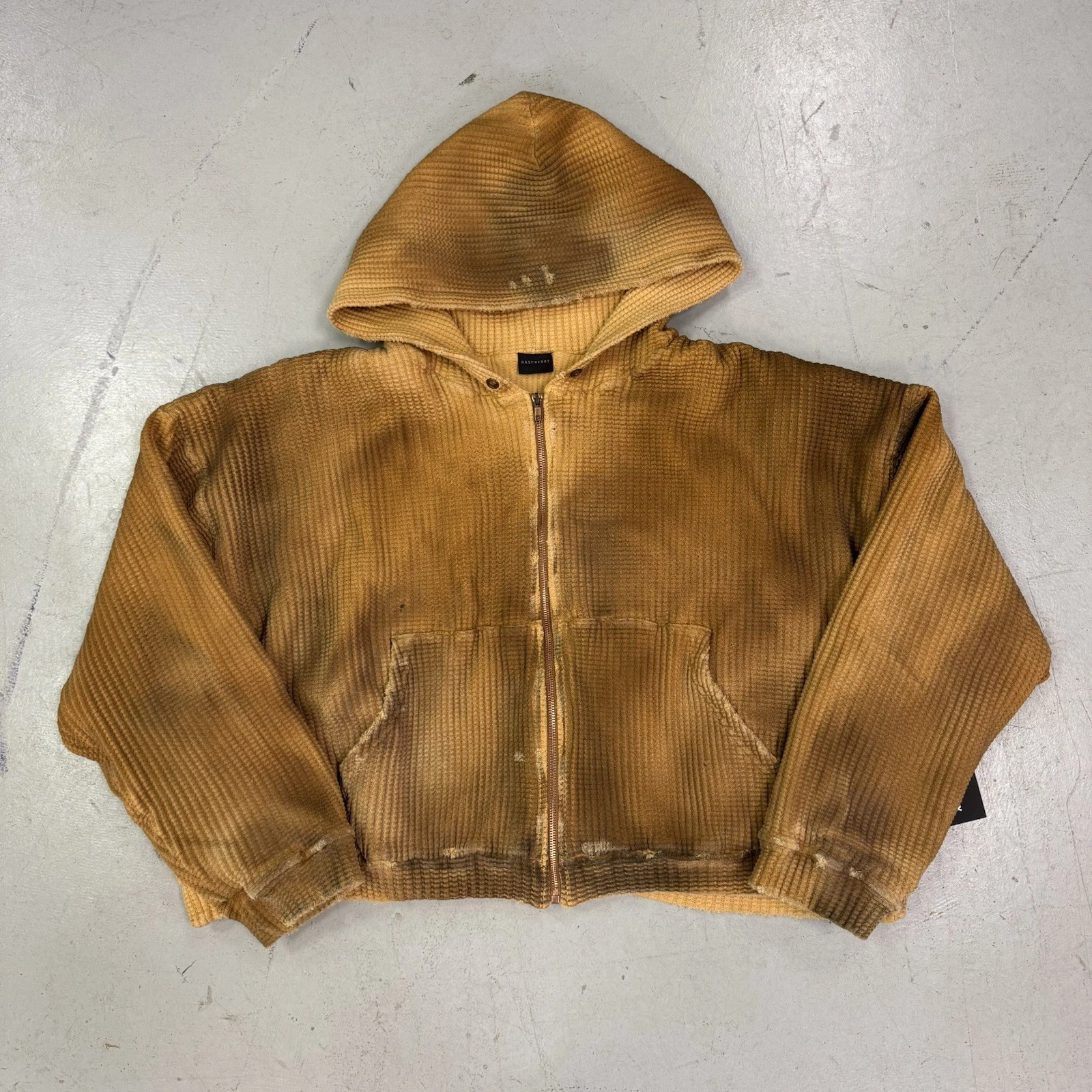 GV Gallery Waffle Thermal Zip Up Hoodie Mustard - Men’s Size Large L