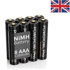 High-Capacity 1100mAh AAA Rechargeable Batteries - 8 Count NiMH Efficiency 15.99 per battery