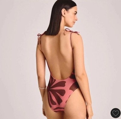 Vitamin A Women's Printed Tie Shoulder Cheeky Coverage Swimsuit - Mauve Size XL