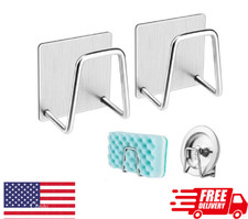4-Pack Stainless Steel Sink Sponge Holder Adhesive Kitchen Caddy Organizer Set