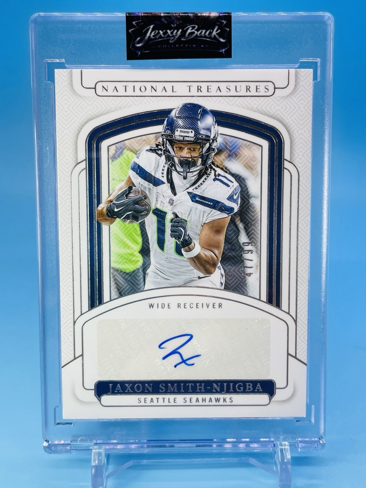 Jaxon Smith-Njigba #47 Football Cards 2024 Panini National Treasures Signature trading card — raw and PSA graded price guide