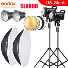 2X Godox SL60IID Bowens Mount LED Video Light 95cm Softbox Stand 110cm reflector