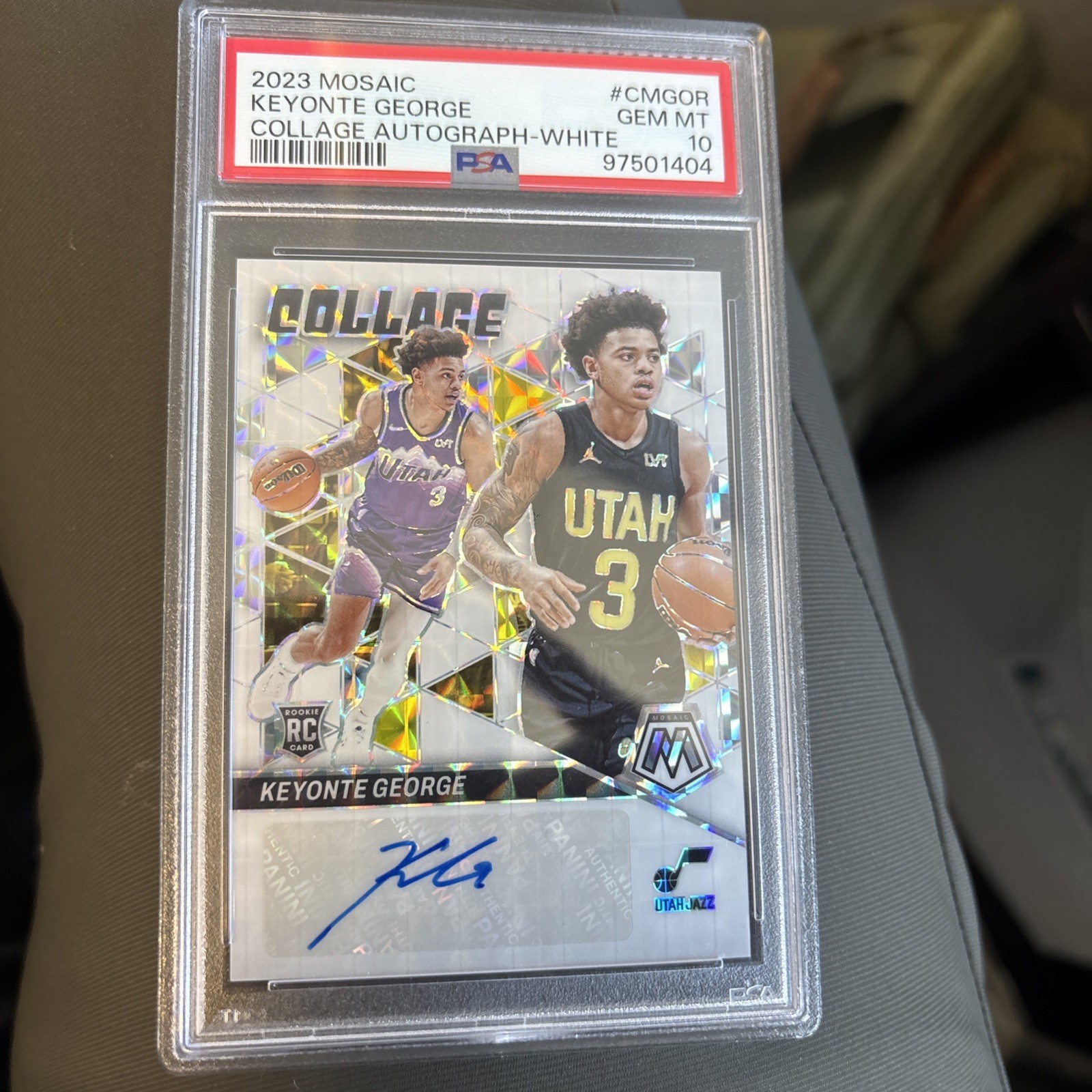 2023 Panini Mosaic Collage Autographs Mosaic Keyonte George White Prizm /25