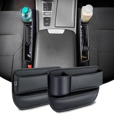 Car Seat Gap Filler Organizer 2-Pack, Premium Leather Storage Box with Cup Ho...