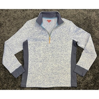 Vintage Merona Mens Quarter Zip Pullover Sweater Blue Speckled Heathered Med