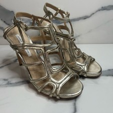 Diane Von Furstenberg Women's Gold Silver Metallic Jeanette Nappa Heels Sz 8.5