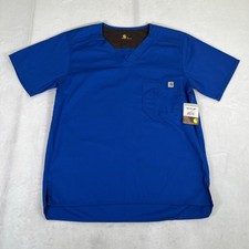 NWT CARHARTT Mens Scrub Top Classic Fit Shirt Size Small Blue Ripstop C15108