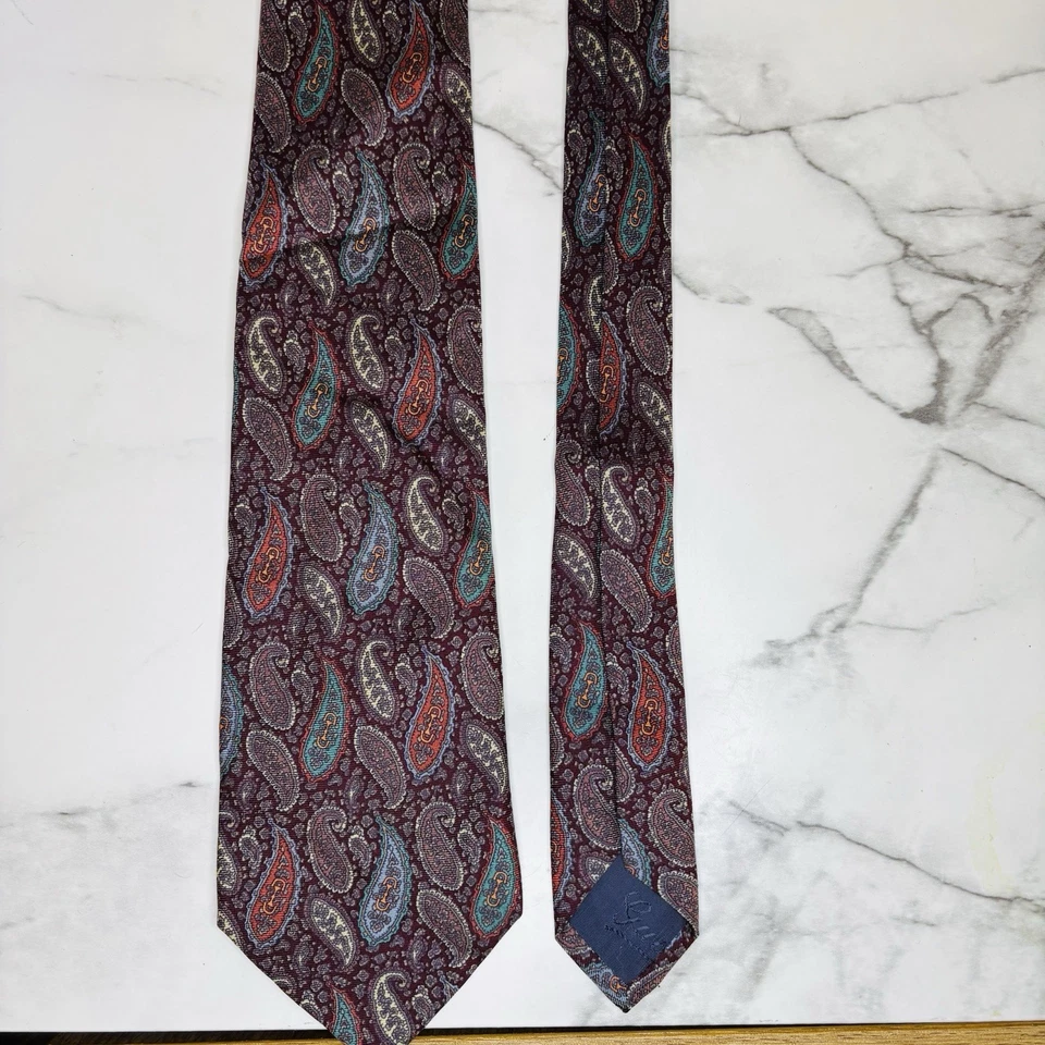 Corbata vintage Gucci para hombre Jacquard diseño cachemir talla clásica Foto 3 de 4