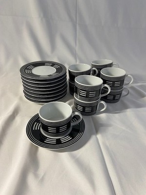 Espresso Set 9 Pers. ASA Selection Germany Tassen Untertassen Schwarz