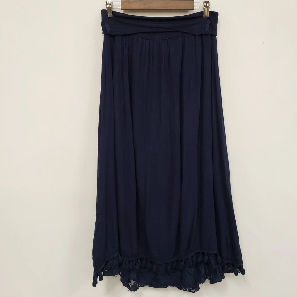 Maxi Falda Tejida Mujer Hecha en Italia Talla S Azul Boho Festival Vacaciones Viajes Foto 3 de 4