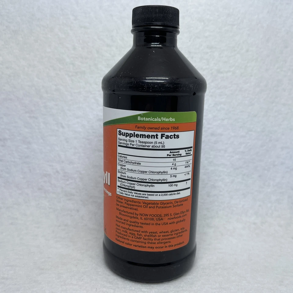 NOW 液体叶绿素 16 盎司超浓缩内部除臭剂有效期至 08/28 — 第 2/4 张图片