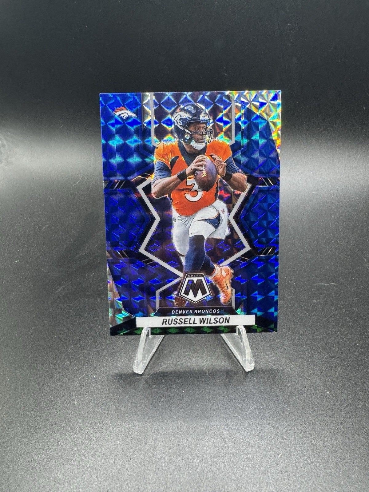 2022 Panini Mosaic - Russell Wilson #58 Blue Mosaic Prizm /99