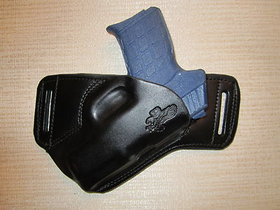 Fits KEL-TEC PF9 FORMED LEATHER,SOB, OWB BELT HOLSTER, RIGHT HAND, SLIM DESIGN