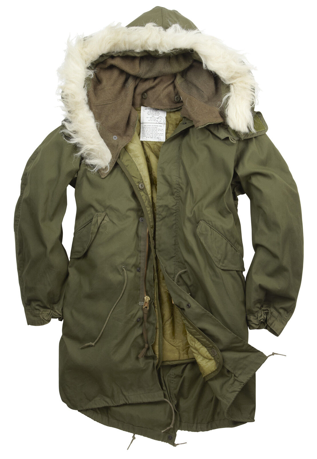 Fishtail Parka Army Genuine US M Original Winter Lined Hooded Long Coat  Olive