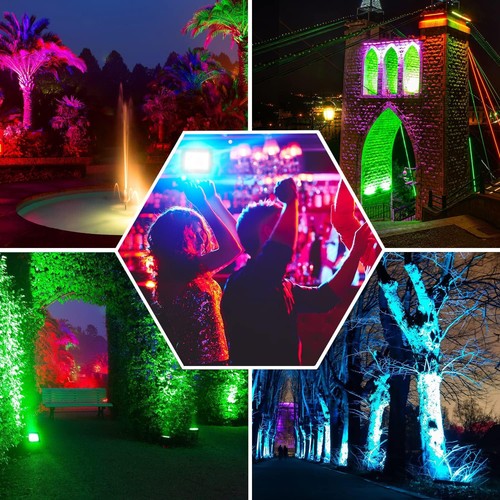 Faretto LED RGB con telecomando proiettore esterno dimmerabile faro lampada giardino - Foto 11 di 17