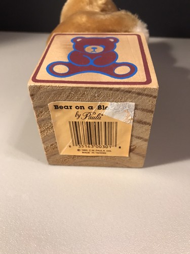 Oso en un bloque de Paula - Oso con rosa y mensaje vintage 1985 - Imagen 5 de 5