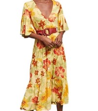Anthropologie Faithful the Brand Rio Floral Midi Dress in Yellow Combo Womens 2