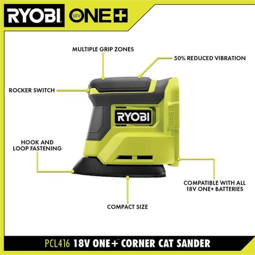 ONE+ 18V Cordless 2-Tool Combo Kit with Random Orbit Sander and Corner Cat Finis - Picture 3 of 7