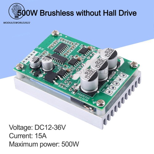 DC12V-36V 500W 15A Brushless Motor Drive Control Speed Controller PWM Hallless - Picture 3 of 10