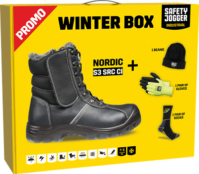 PROMONORDI S3 Winterbox mit Sicherheitsstiefel Nordic Winterstiefel Socken Mütze